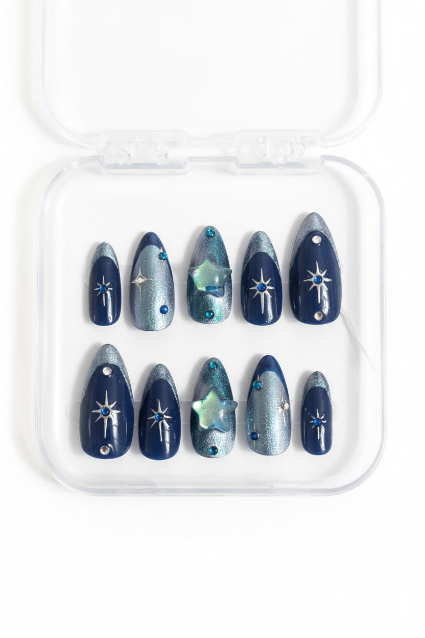 Midnight shimmer press on nails