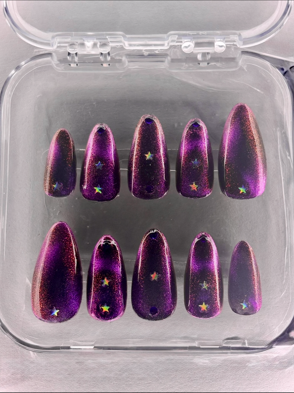 Shooting Star Cat eye press on nails