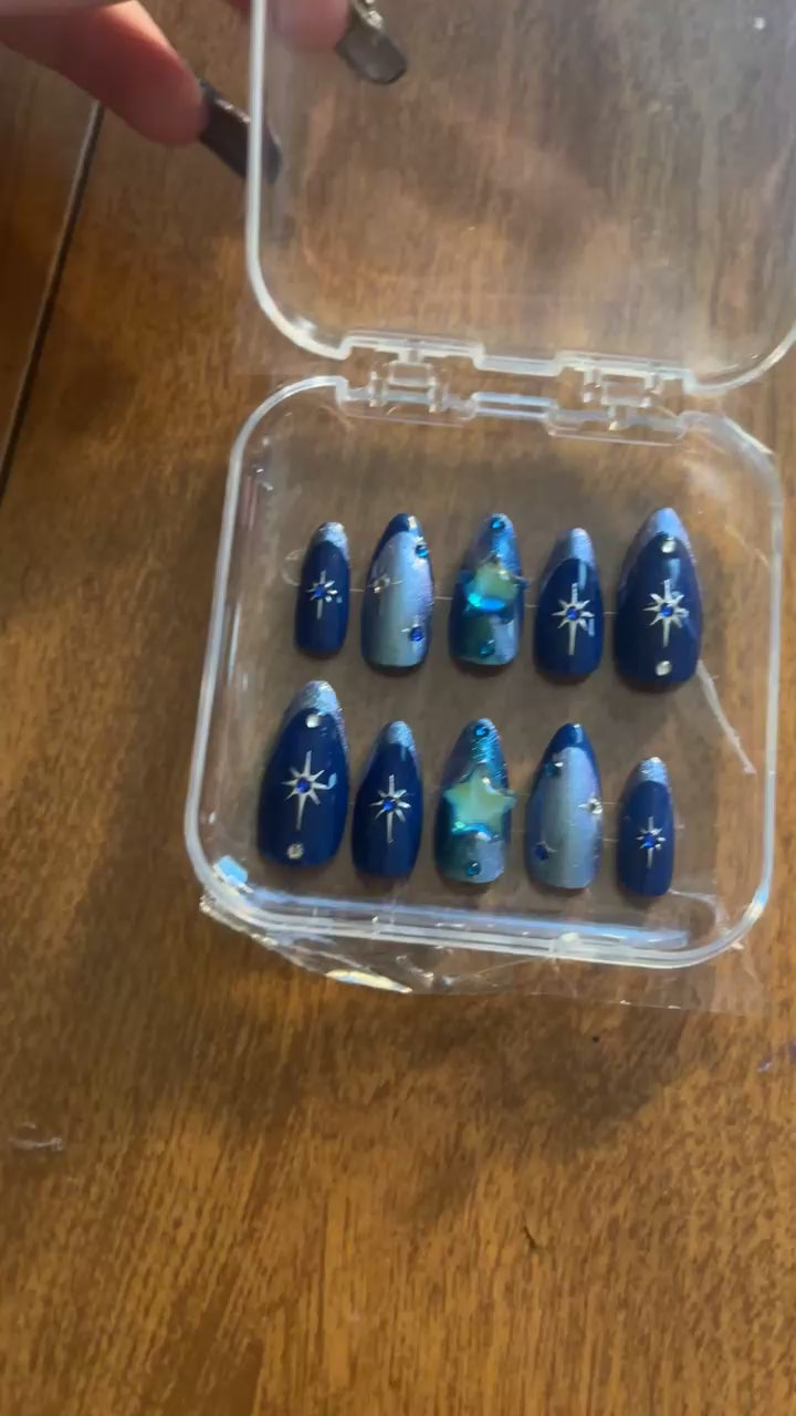 Midnight shimmer press on nails
